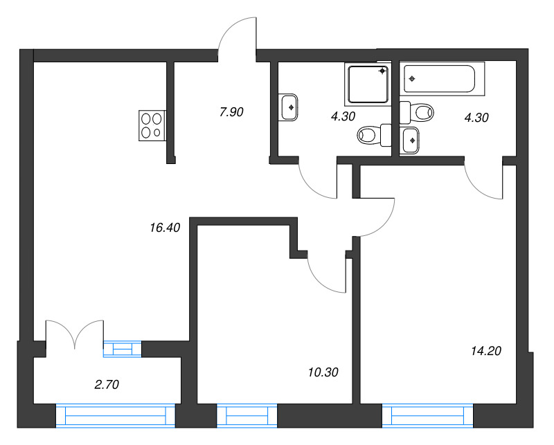 3 ккв (Евро) 58,8 м²