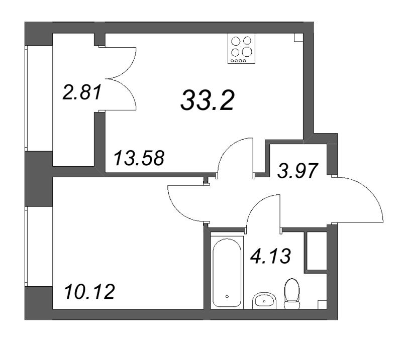1 ккв 33,2 м²