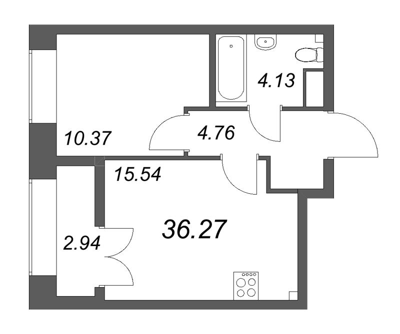 2 ккв (Евро) 36,3 м²