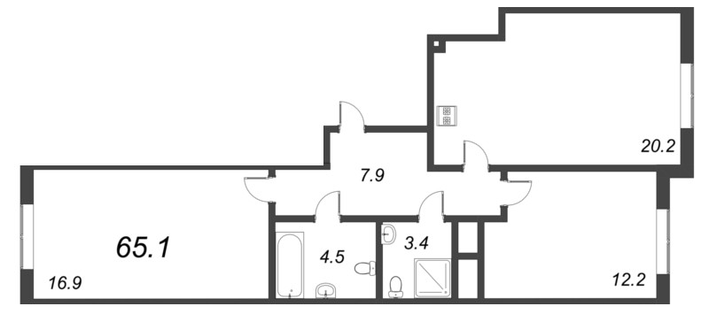 3 ккв (Евро) 65,1 м²