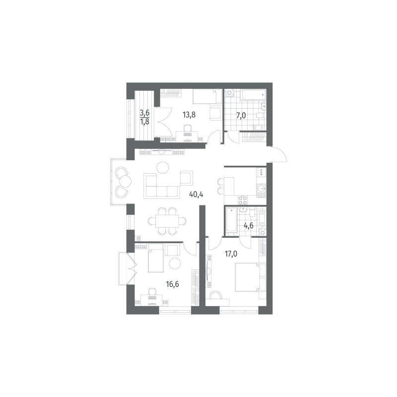 4 ккв (Евро) 115,4 м²