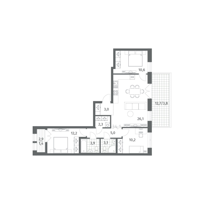 4 ккв (Евро) 81,9 м²
