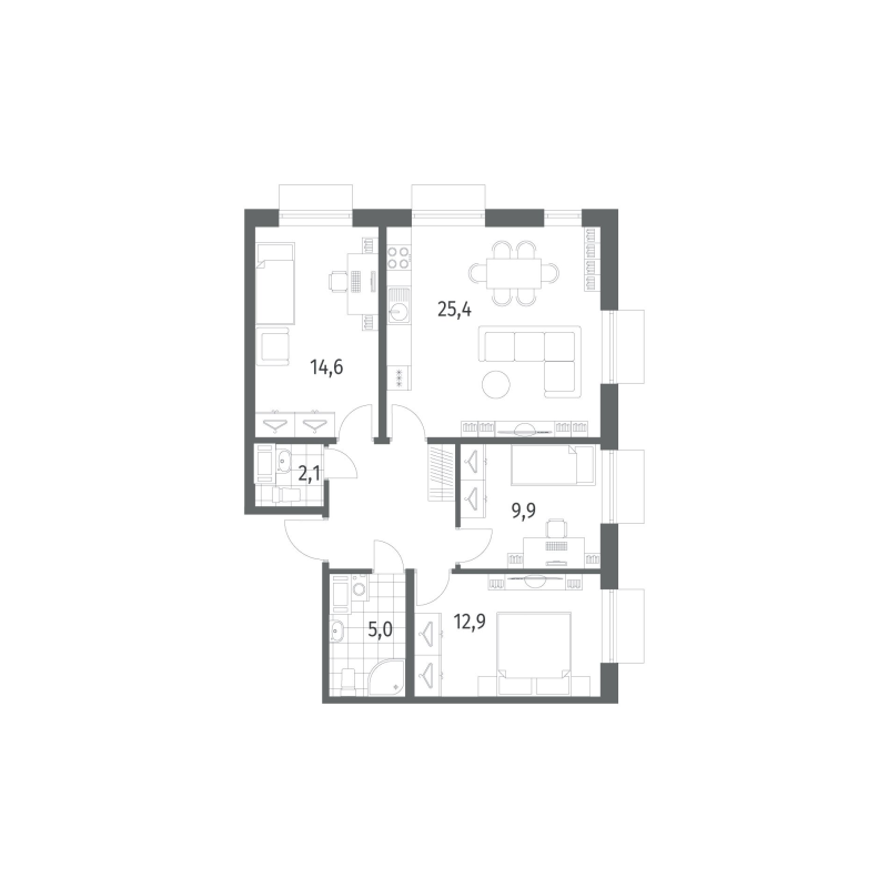 4 ккв (Евро) 79,2 м²