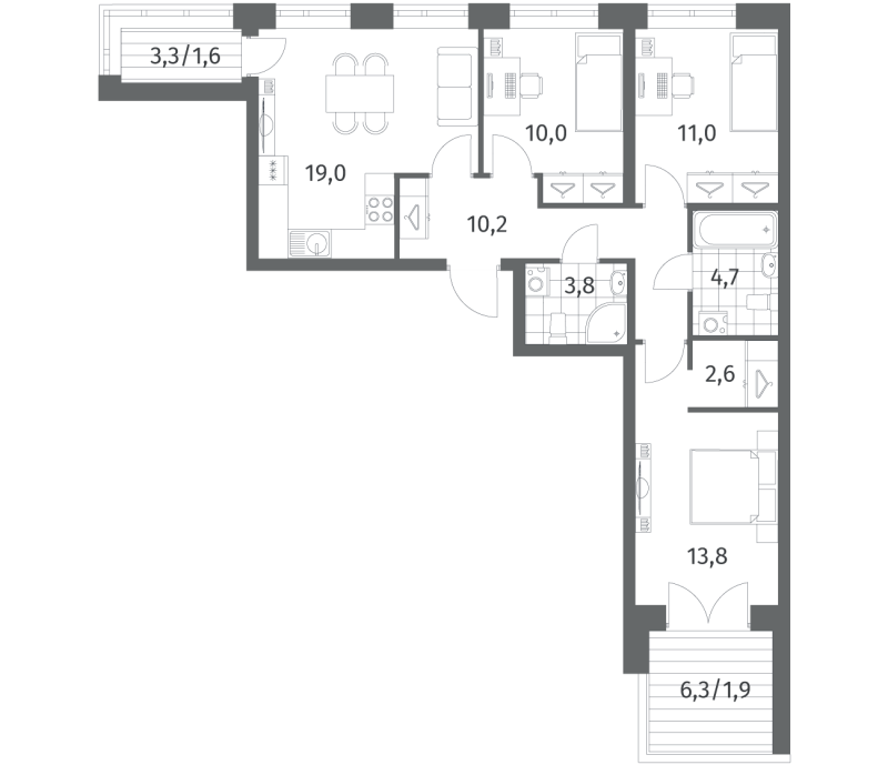 4 ккв (Евро) 78,6 м²