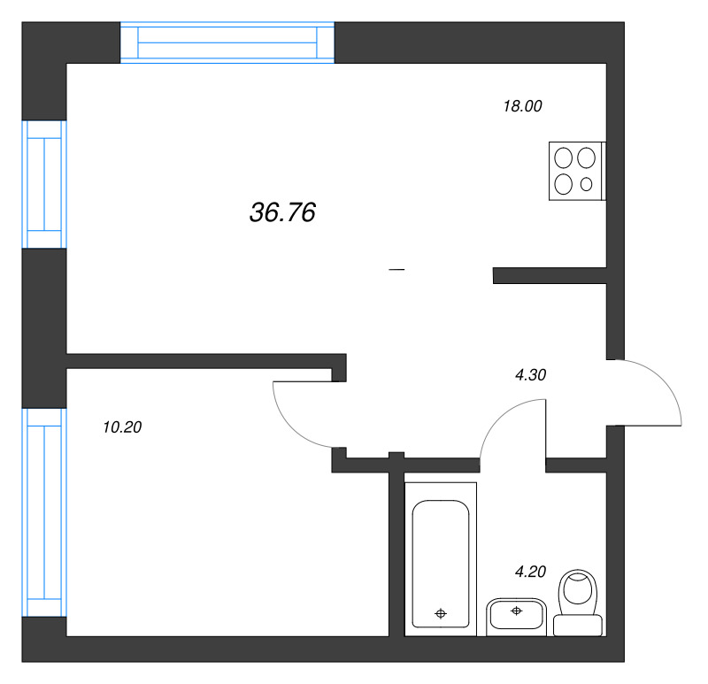 2 ккв (Евро) 36,8 м²
