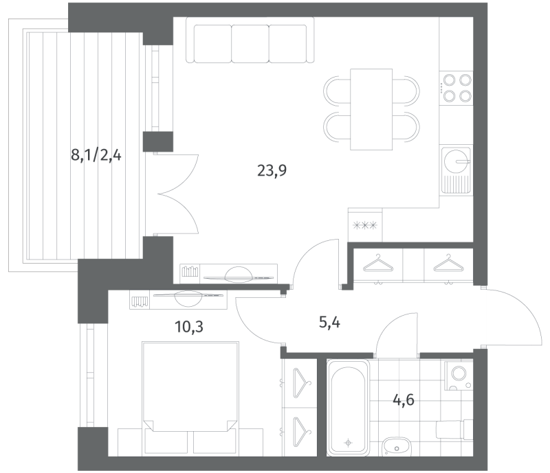 2 ккв (Евро) 46,7 м²