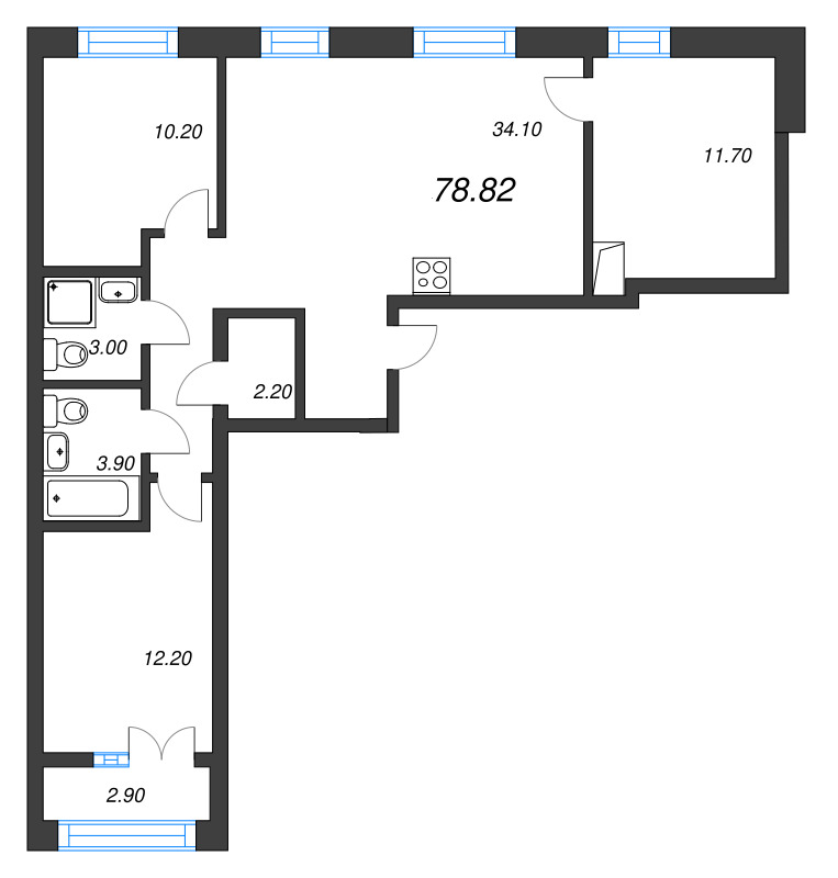 4 ккв (Евро) 78,8 м²