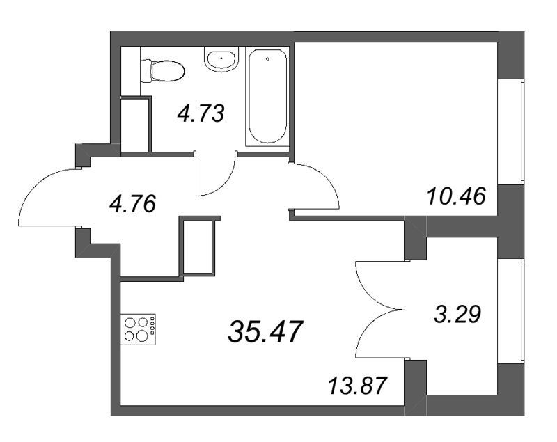 1 ккв 35,5 м²