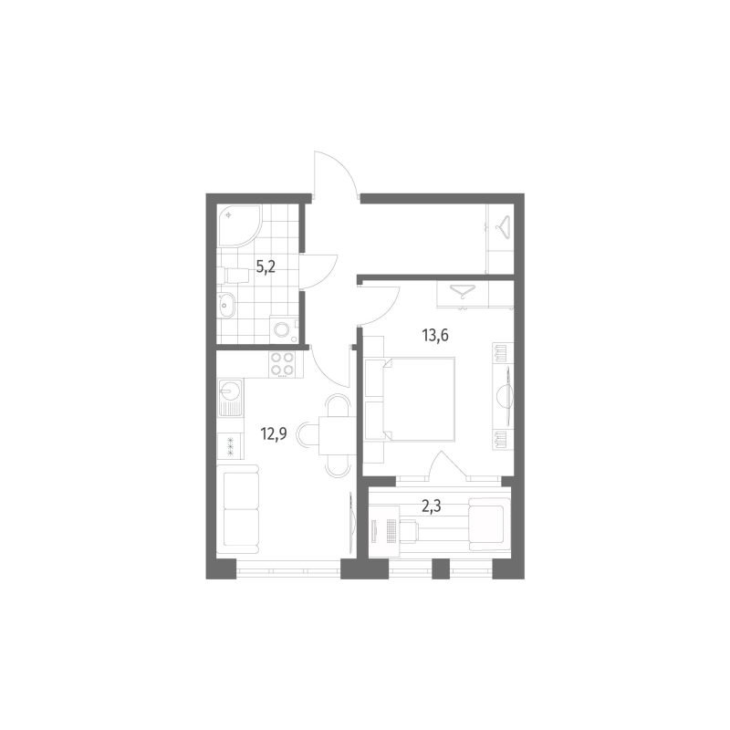 1 ккв 42,5 м²