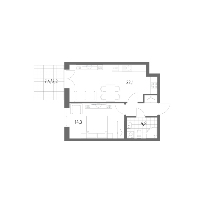 2 ккв (Евро) 47,2 м²