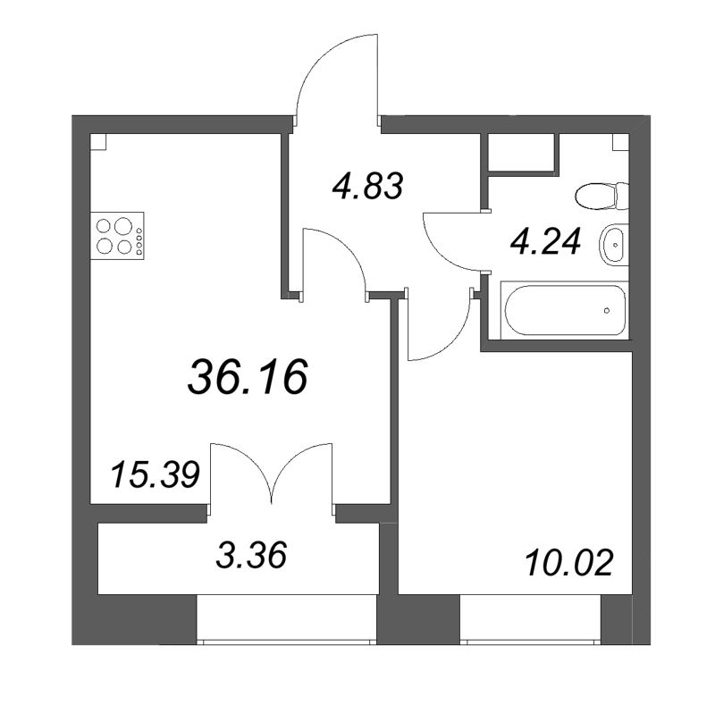 2 ккв (Евро) 36,2 м²