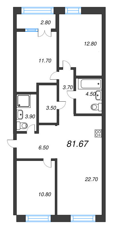 4 ккв (Евро) 81,7 м²