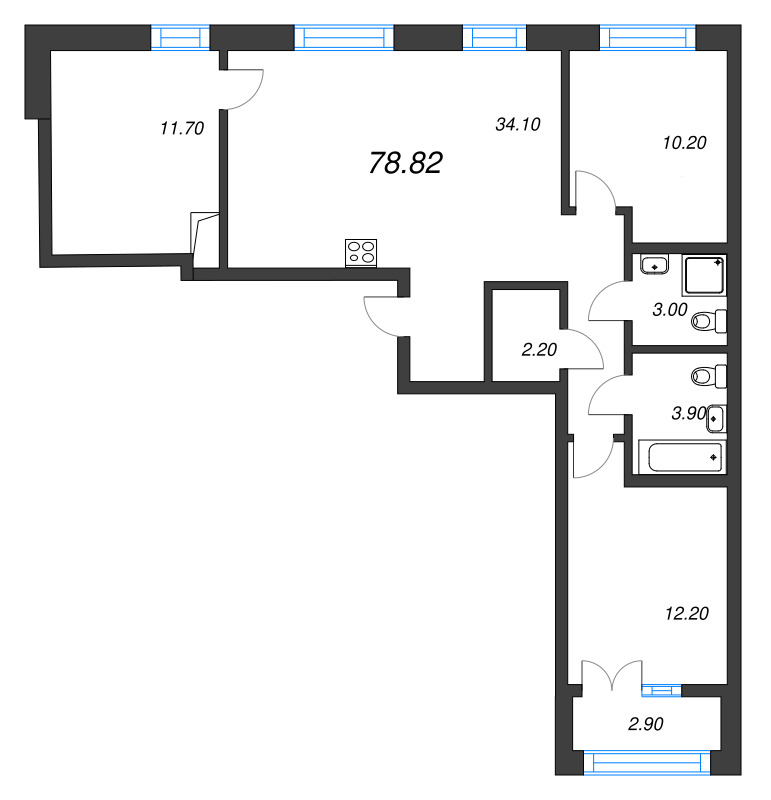 4 ккв (Евро) 78,8 м²