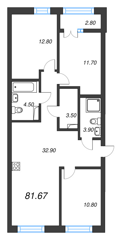 4 ккв (Евро) 81,7 м²