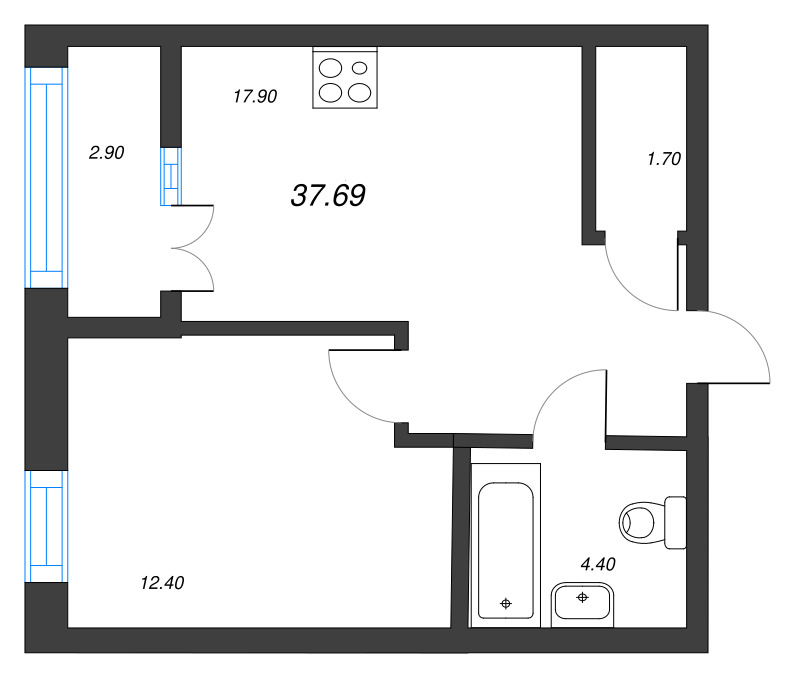 2 ккв (Евро) 37,7 м²