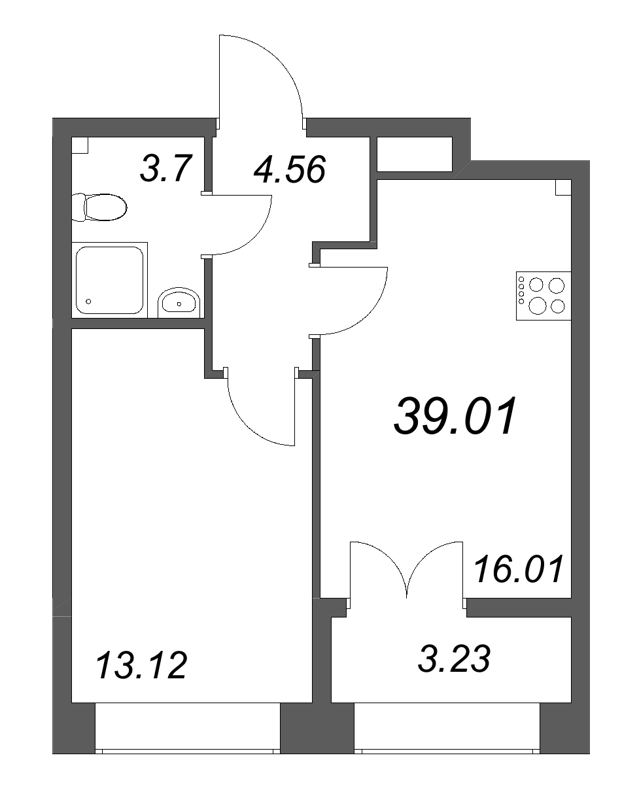 2 ккв (Евро) 39 м²
