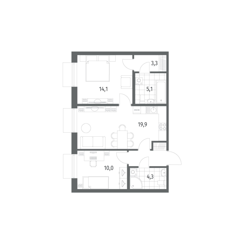 3 ккв (Евро) 60,4 м²