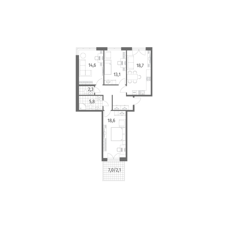 4 ккв (Евро) 88 м²