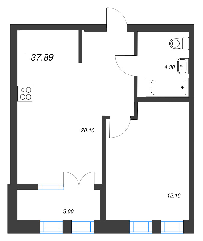 2 ккв (Евро) 37,9 м²