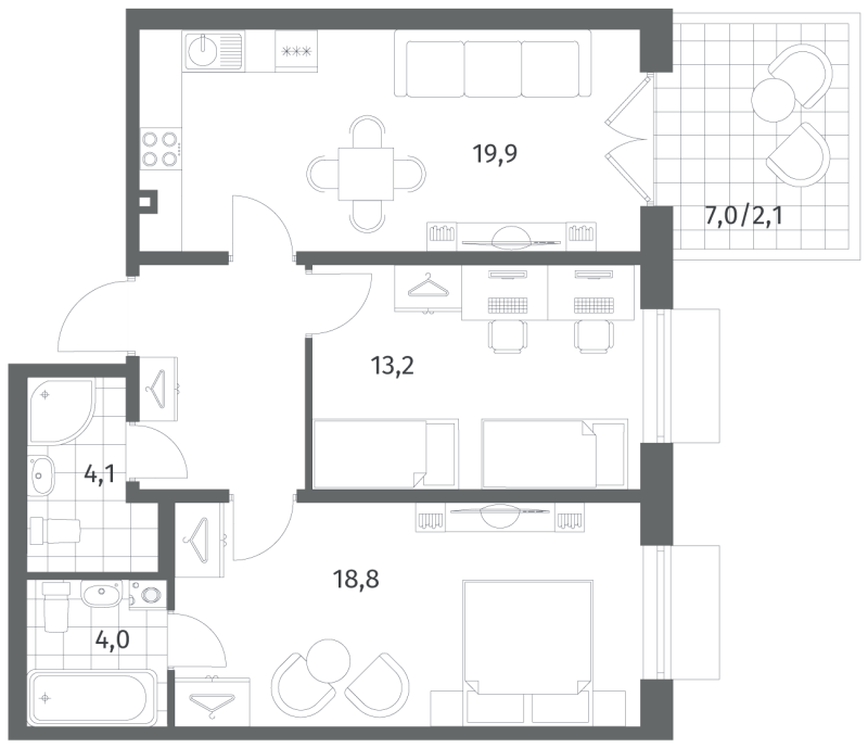 3 ккв (Евро) 69,1 м²