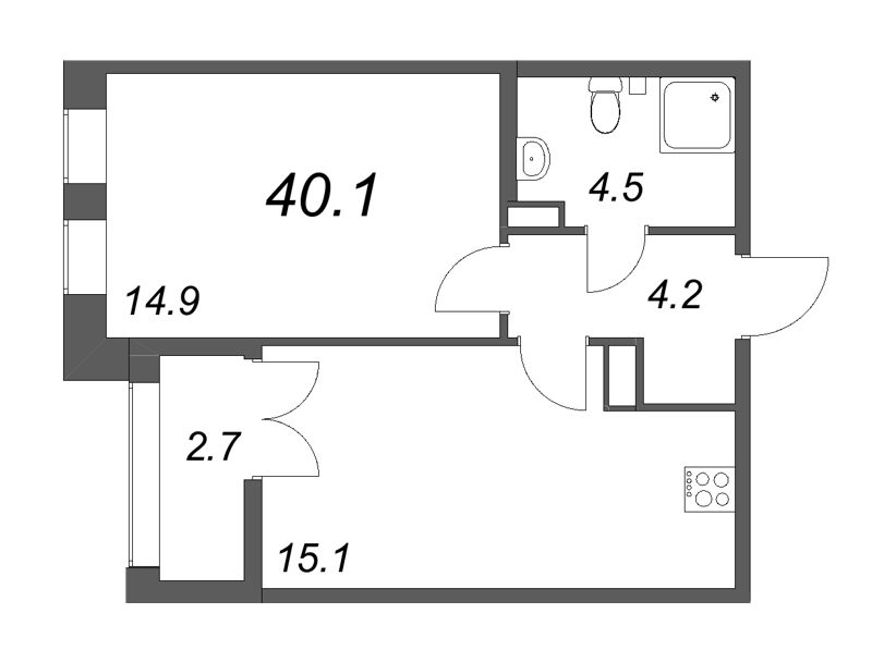 2 ккв (Евро) 39,8 м²