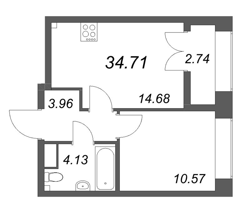 1 ккв 34,7 м²