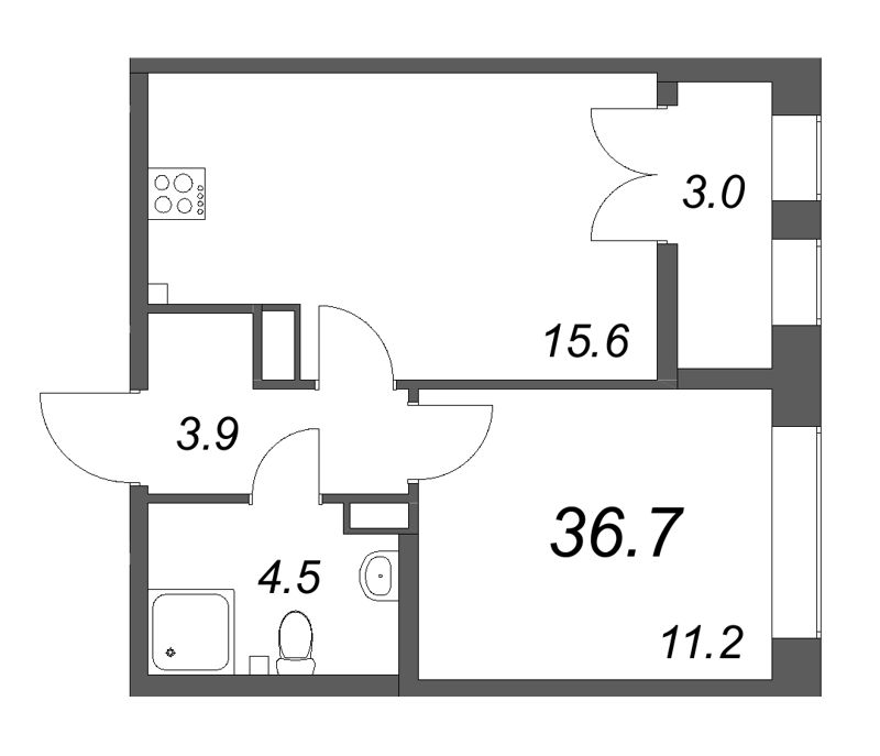 2 ккв (Евро) 36,6 м²