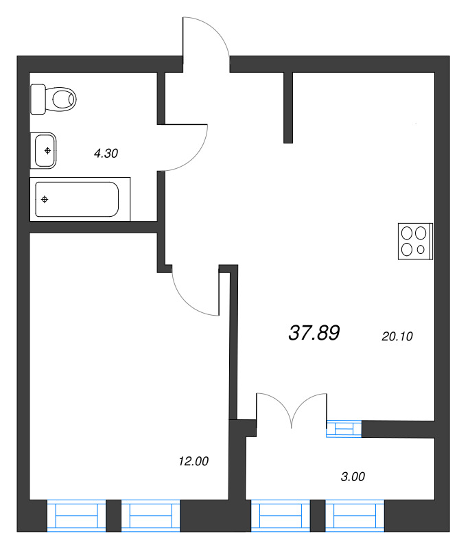 2 ккв (Евро) 37,9 м²