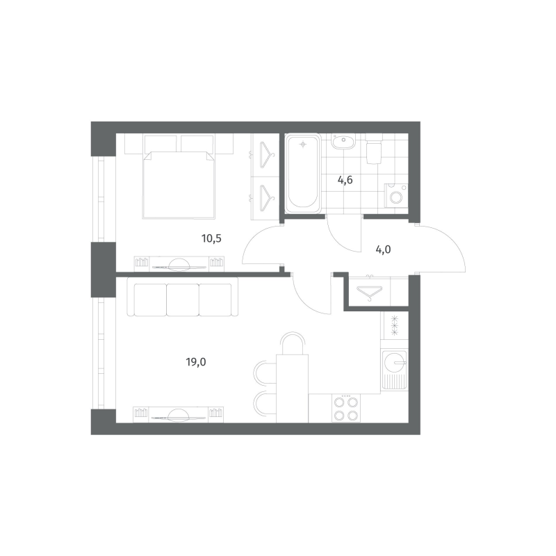 2 ккв (Евро) 38,2 м²