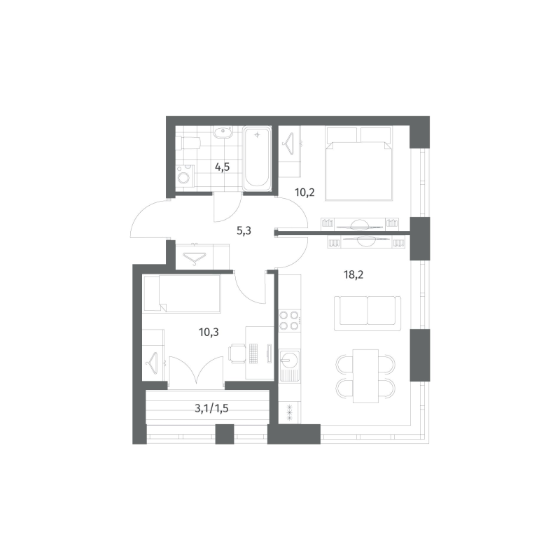 3 ккв (Евро) 50,1 м²