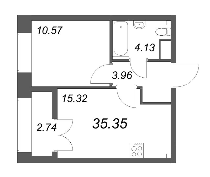 2 ккв (Евро) 35,4 м²