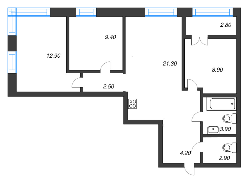 4 ккв (Евро) 67,4 м²