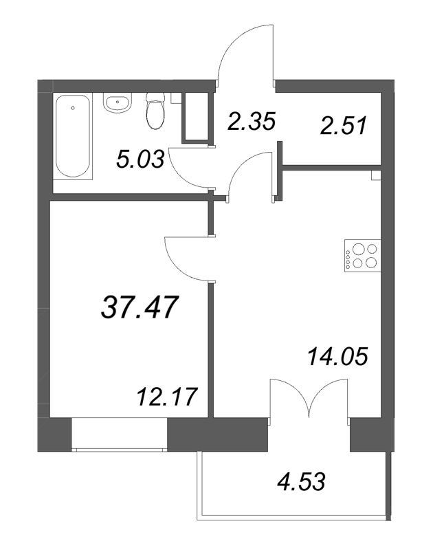 1 ккв 37,5 м²