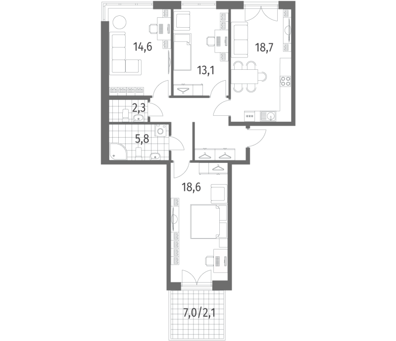 4 ккв (Евро) 88 м²