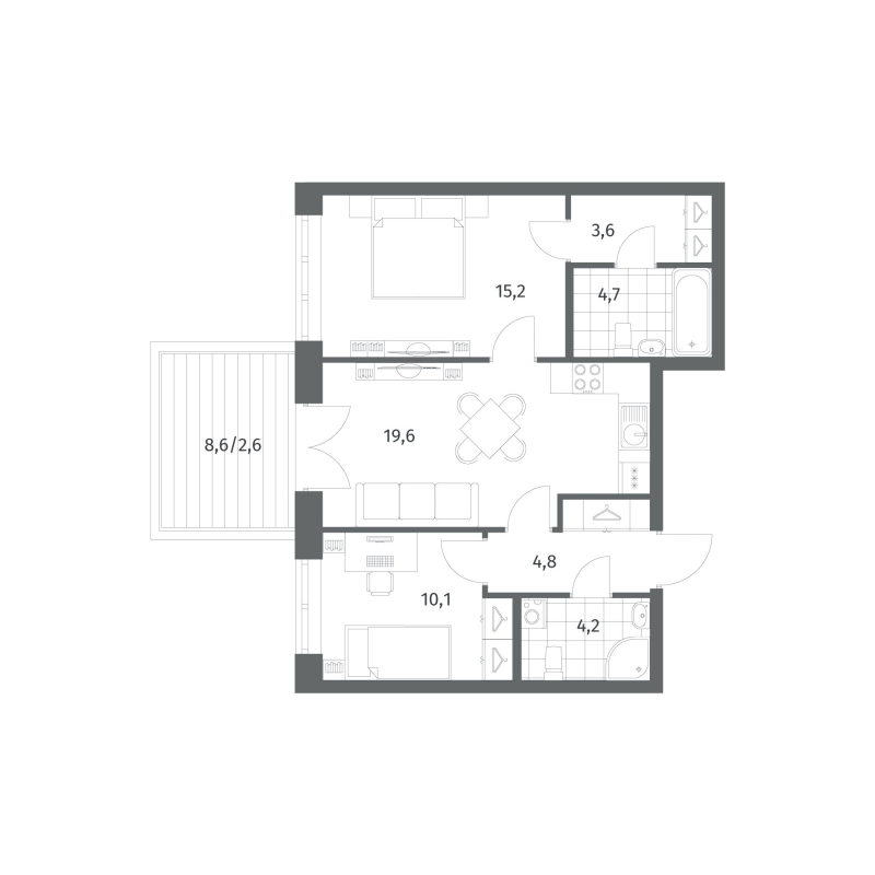 3 ккв (Евро) 64,7 м²