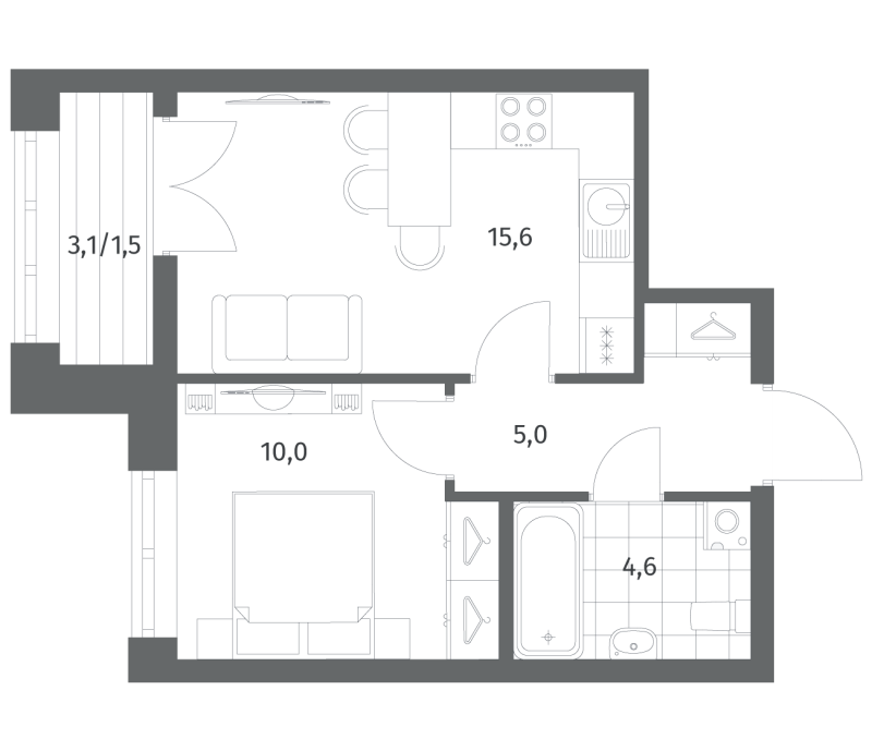2 ккв (Евро) 36,7 м²