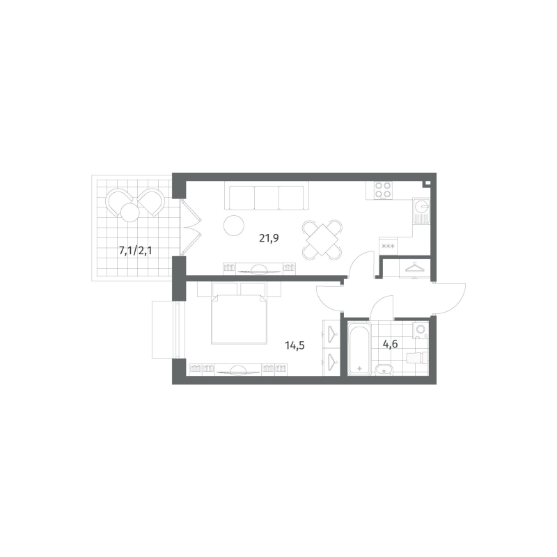 2 ккв (Евро) 47,4 м²