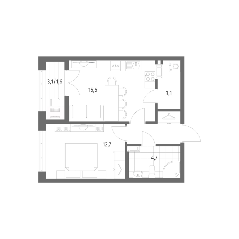 2 ккв (Евро) 41,7 м²