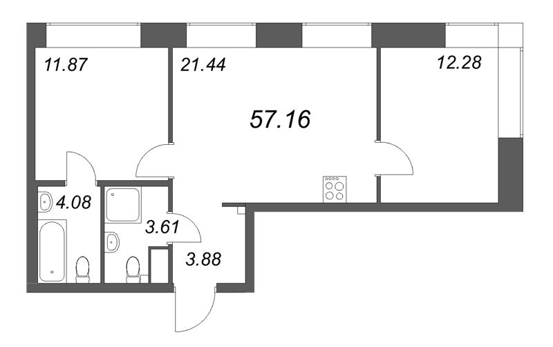 3 ккв (Евро) 57,2 м²