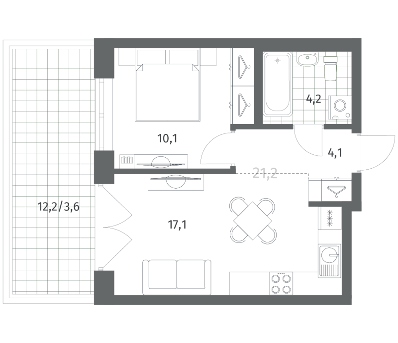 2 ккв (Евро) 39,2 м²