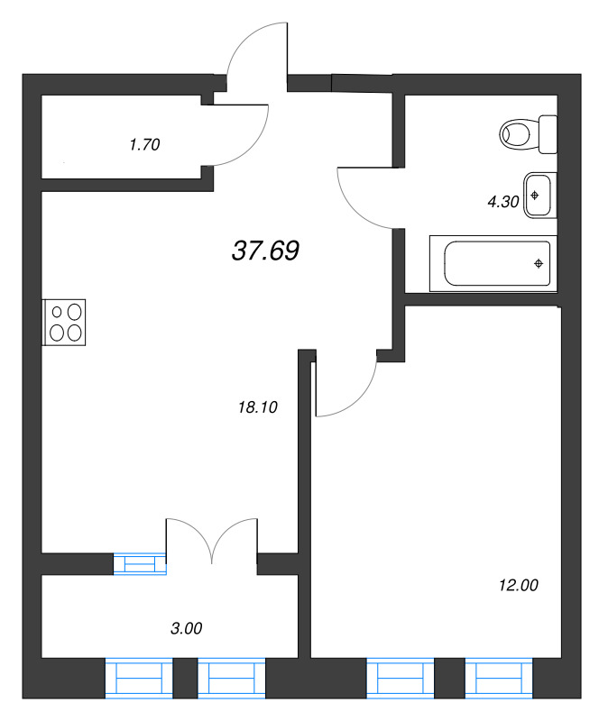 2 ккв (Евро) 37,7 м²