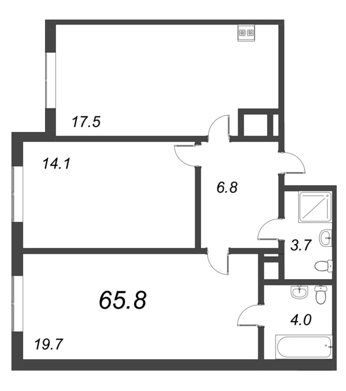 3 ккв (Евро) 65,8 м²