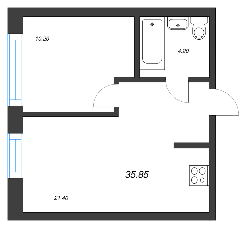2 ккв (Евро) 35,9 м²