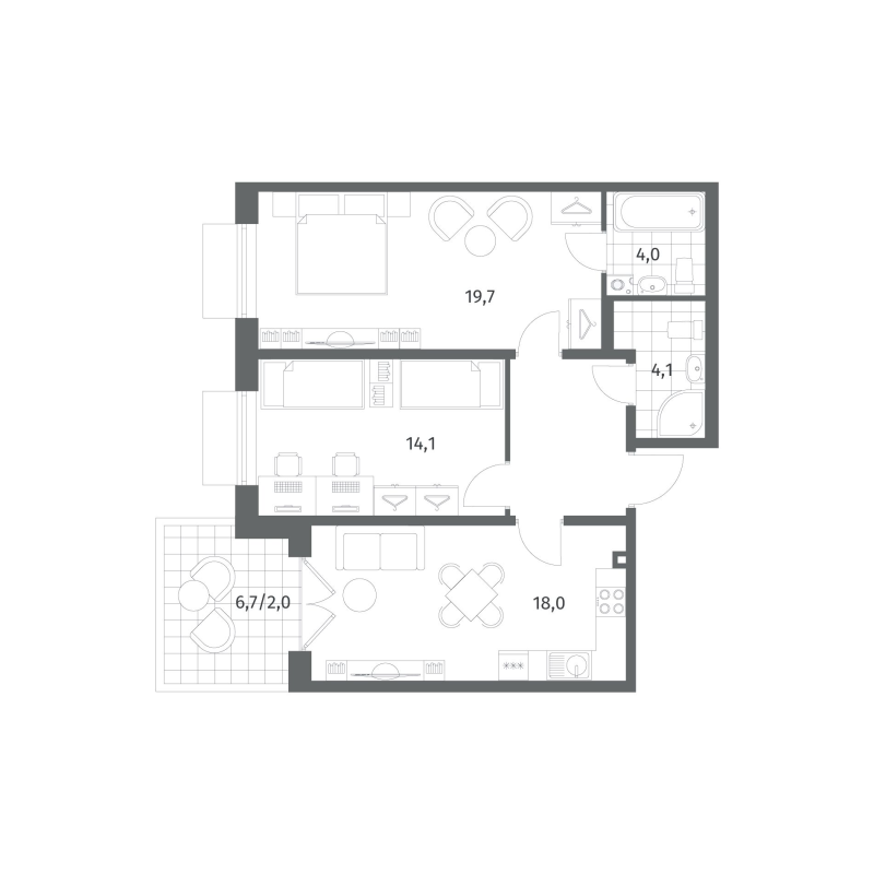 3 ккв (Евро) 68,7 м²