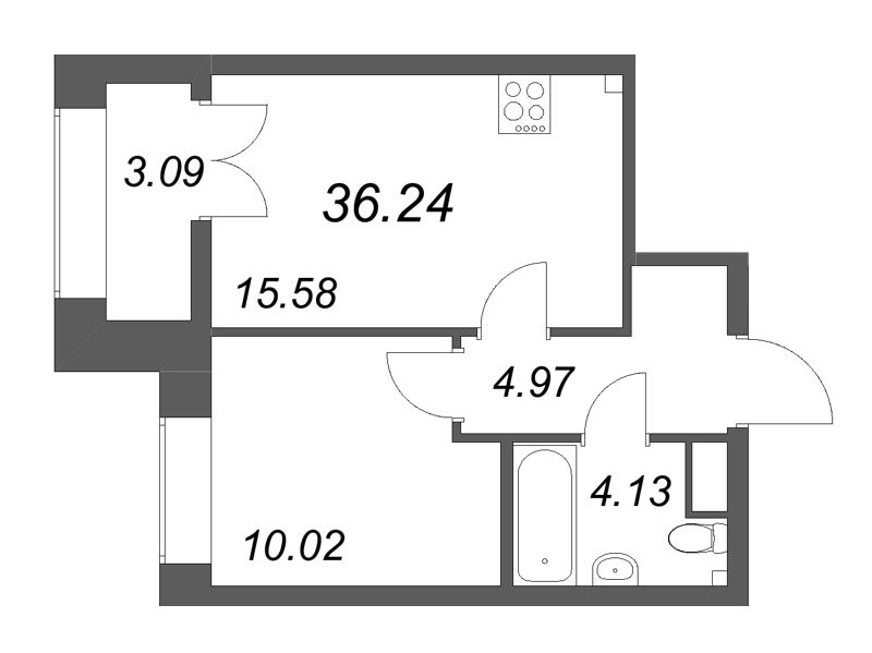 2 ккв (Евро) 36,2 м²