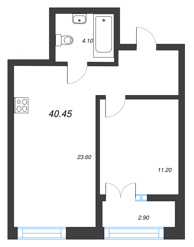 2 ккв (Евро) 40,5 м²
