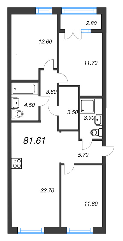 4 ккв (Евро) 81,6 м²