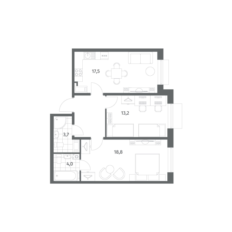 3 ккв (Евро) 64 м²