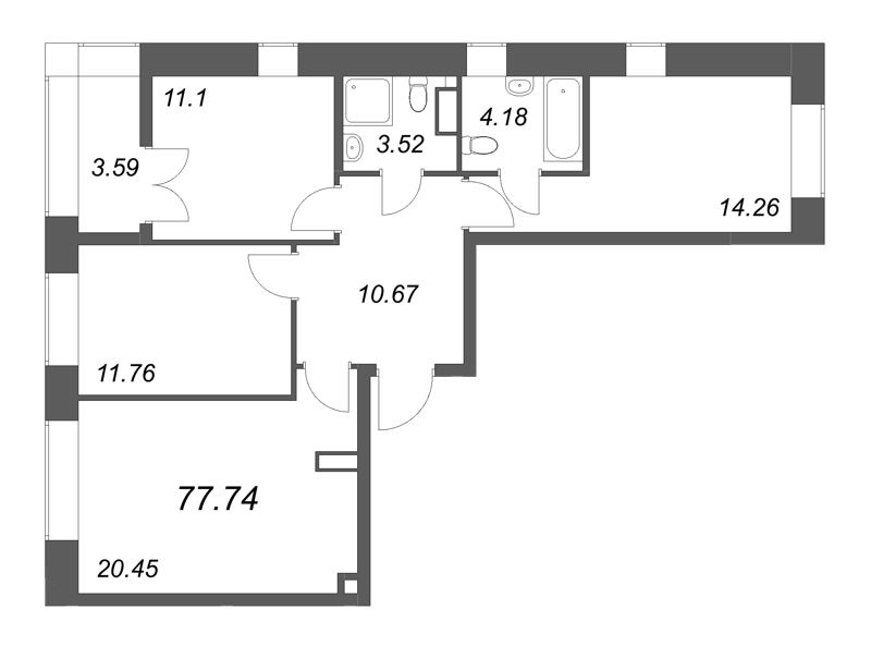 4 ккв (Евро) 77,7 м²