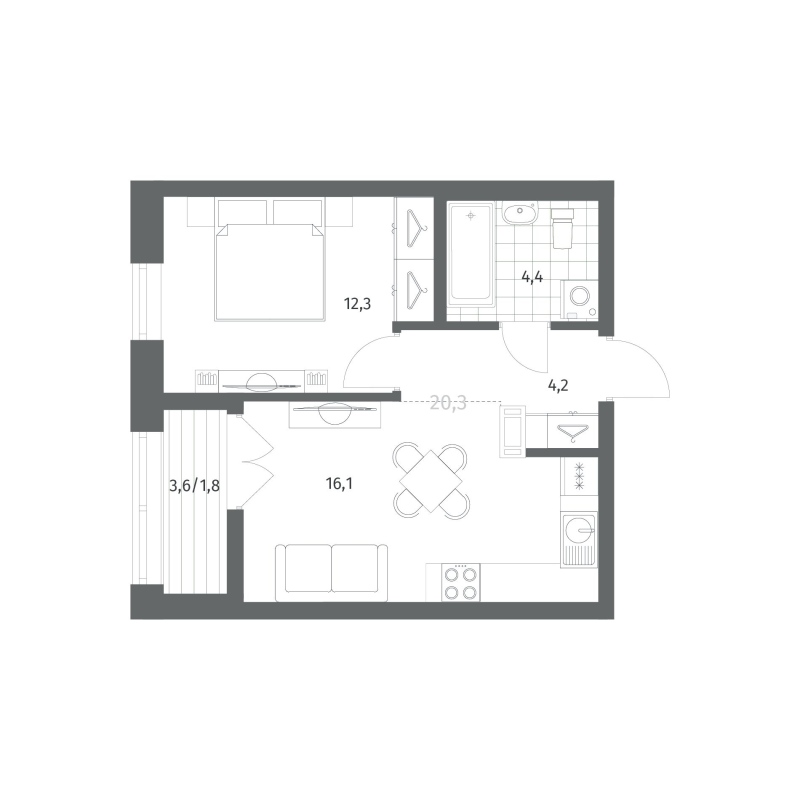 2 ккв (Евро) 38,8 м²
